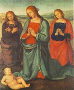 PERUGINO, Pietro Madonna with Saints Adoring the Child a oil painting on canvas